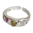 thumbnail image 2 of Anillo de amor de circonita de color metálico irregular para mujer, diseño de nicho, anillo de apertura ajustable para dedo, 2 of 6