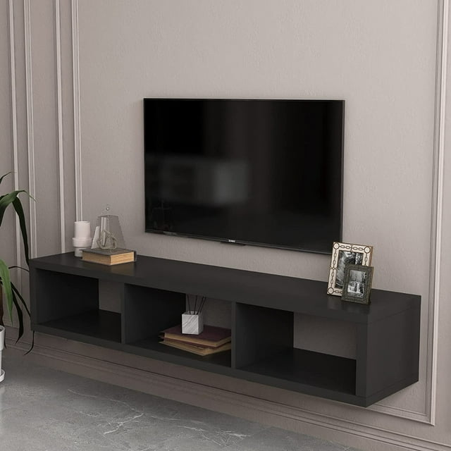 Estante Flotante Negro - 120cm X 23cm X 24cm Y 15mm De Espesor - Soporta Hasta 20kg