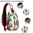 thumbnail image 2 of Sling Backpack,White Christmas Watercolor Tree Pattern Crossbody Bag with Water Bottle Holder,Waterproof Sling Bag for Men/Women with Chest Phone Holder for Hiking,Travel, 2 of 6