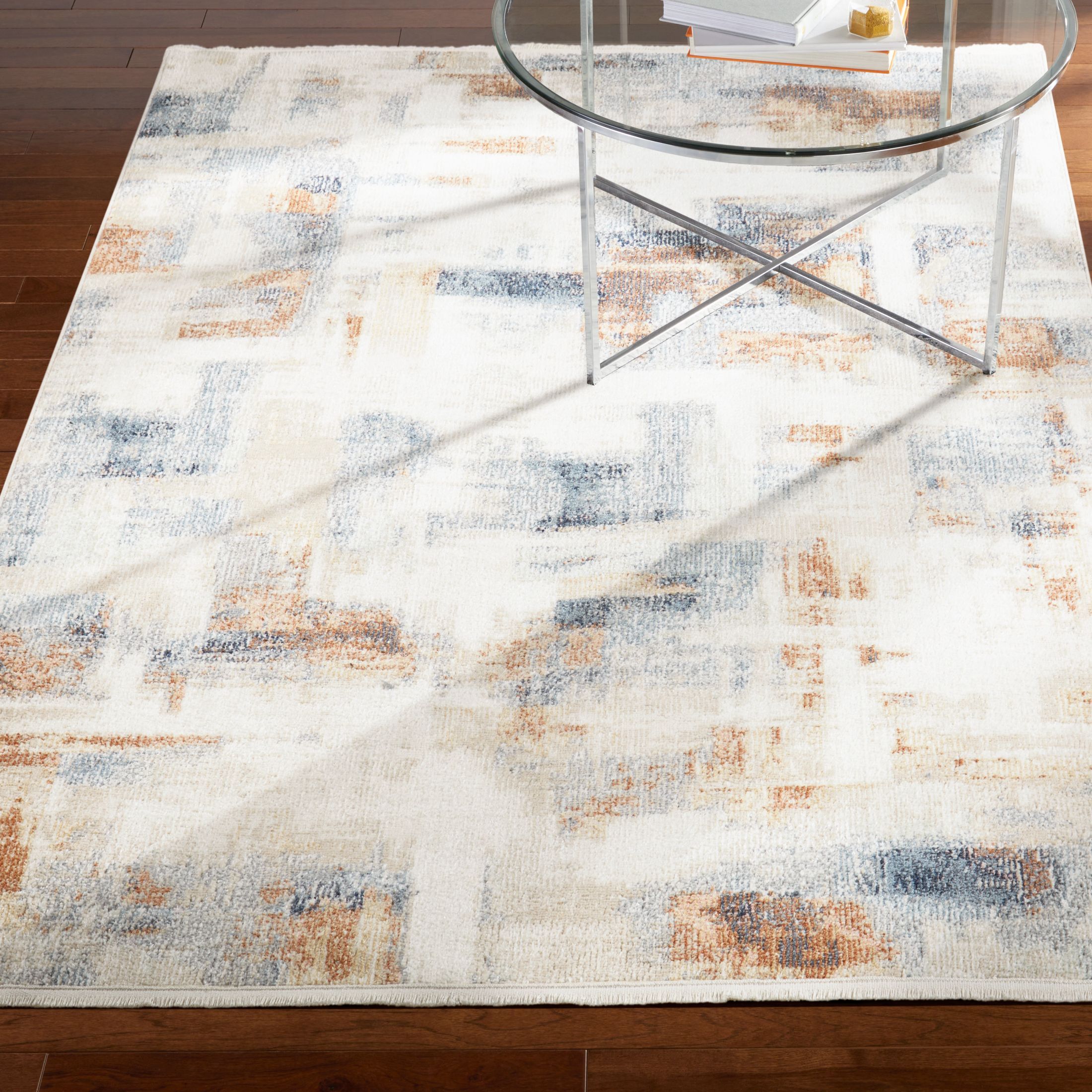 Mainstays Neutral Abstract Washable Indoor Area Rug, Abstract Neutral, 5'x7' - image 2 of 5