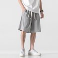thumbnail image 3 of Aayomet Men Shorts Casual Elastic Waist Drawstring Summer Beach Shorts (Grey, L), 3 of 5