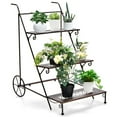 thumbnail image 1 of Gymax 3-Tier Metal Plant Stand Ladder Shaped Flower Pot Holder Storage Rack w/ Wheels, 1 of 10