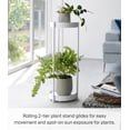 thumbnail image 2 of Yamazaki Home Two-Tier Rolling Plant Stand, White, Steel, Wheels, 2 of 7