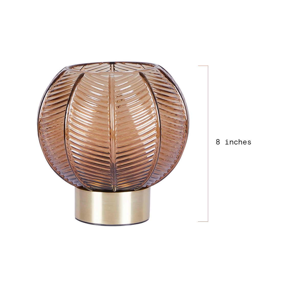 (2 pack) Beautiful by Drew Barrymore 8" Gold Base Table Lamp with Ribbed Glass Shade