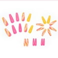 thumbnail image 3 of 24 Pcs Ongles Postiches Ballet Rose Rouge Jaune Lignes Ondulées Faux Ongles pour Femmes Filles Colle, 3 of 7