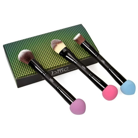 Maniology (formerly bmc) 3pc Womens Dual End Latex Free Blender Sponge Synthetic Hair Makeup Brushes