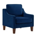 thumbnail image 3 of Sofa moderno de sillón con una sola asiento, piezas de madera, silla acolchada de terciopelo para salón, dormitorio, color azul marino, 3 of 5