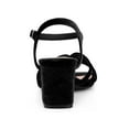 thumbnail image 2 of BLISSFUL STEP Women's Square Toe Velvet Slingback Block Heels Sandals Black 5.5, 2 of 7
