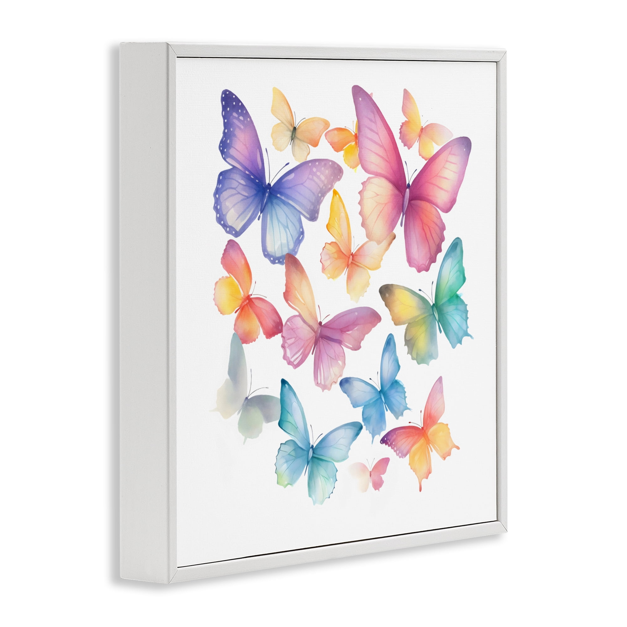 Stupell Industries Rainbow Butterflies Rabble White Framed Giclee Art, design by Creative Studio