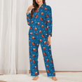 thumbnail image 2 of Fuzoiu Bullfinches Print Women's Long-Sleeved Pajama,Lounge Button Down Nightwear,Womens Notch Collar Pajama Set-Large, 2 of 7