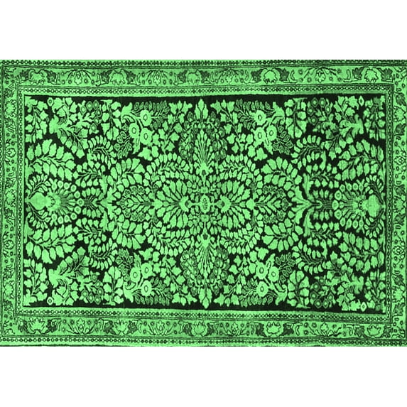 Ahgly Company Indoor Rectangle Persian Emerald Green Traditional Area Rugs, 6' x 9'