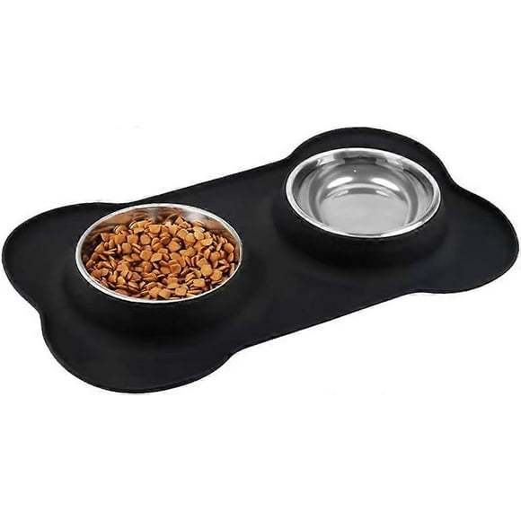 Dog Bowls, Puppy Bowl with Mat Tray - Stainless Steel Double Bowls, Non Slip Dog Bowls for Small Dogs Puppies Kittens Cats Food Water Feeding