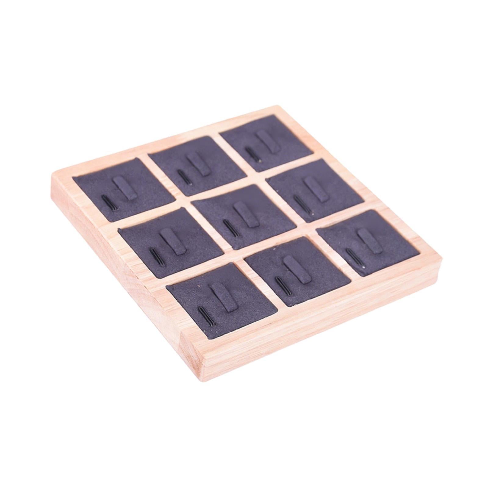 Ring Holder Tray Wooden Display Microfiber Organizer Compact Size Jewelry Sellers Showcase Use