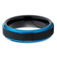 thumbnail image 2 of Blue Tungsten Wedding Band 6mm Tungsten Wedding Band Tungsten Carbide Ring Brushed Black Comfort Fit, 2 of 3