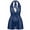 A1-Navy Blue, variant on Women's Sexy Lingerie Lace Halter Nightdress V-Neck Open Back Chemise, Sheer Mesh Sleepwear with Bow Tie, Navy Blue L