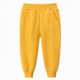 thumbnail image 4 of 1-2T Toddler Kids Boys Pants Fleece Lined Thick Straight Leg Elastic Waist Cozy Sweatpants with Side Pockets Fall Winter Casual Wear for Boys 3-12 Years,Yellow, 4 of 4