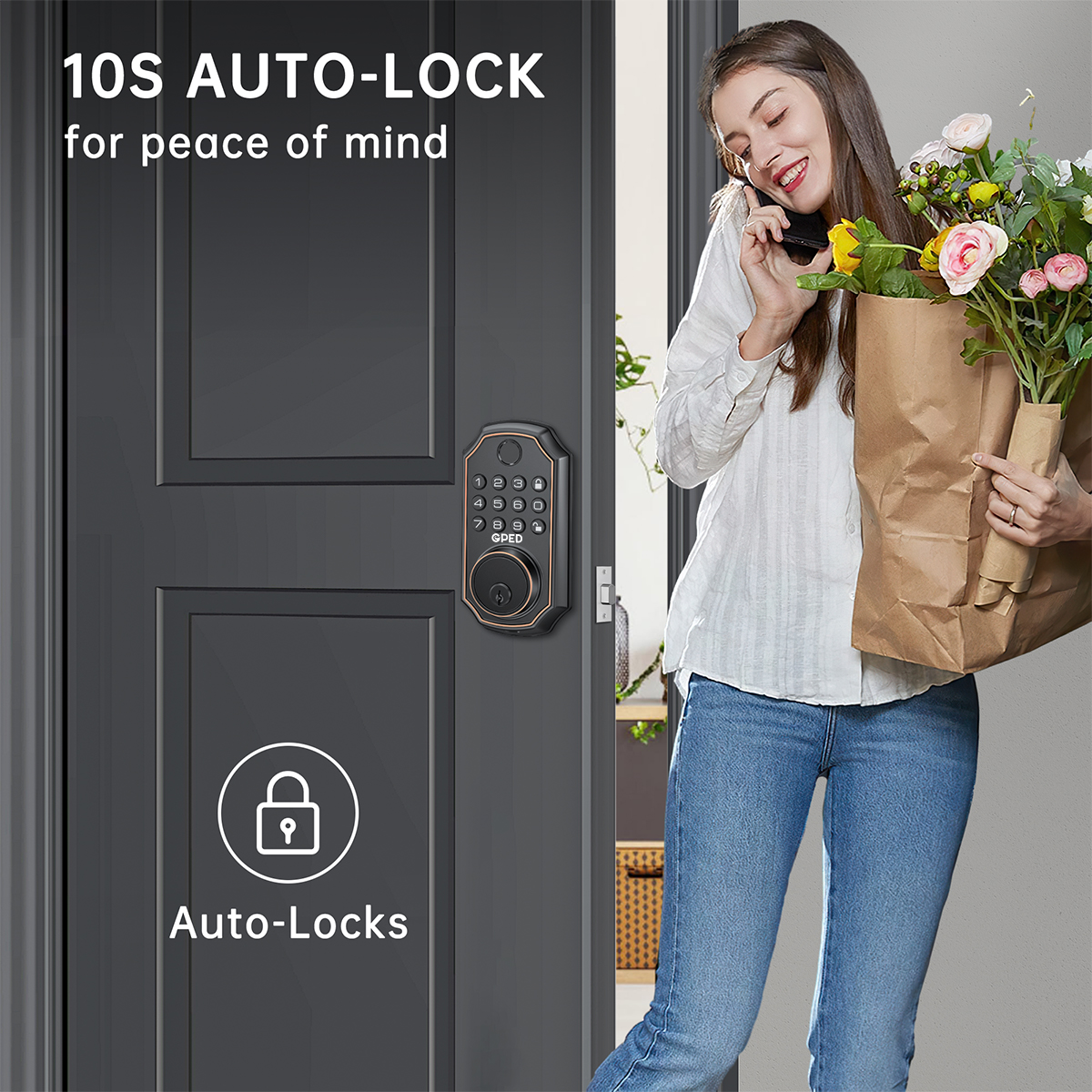 GPED Fingerprint Door Lock Keyless Entry Black photo 2