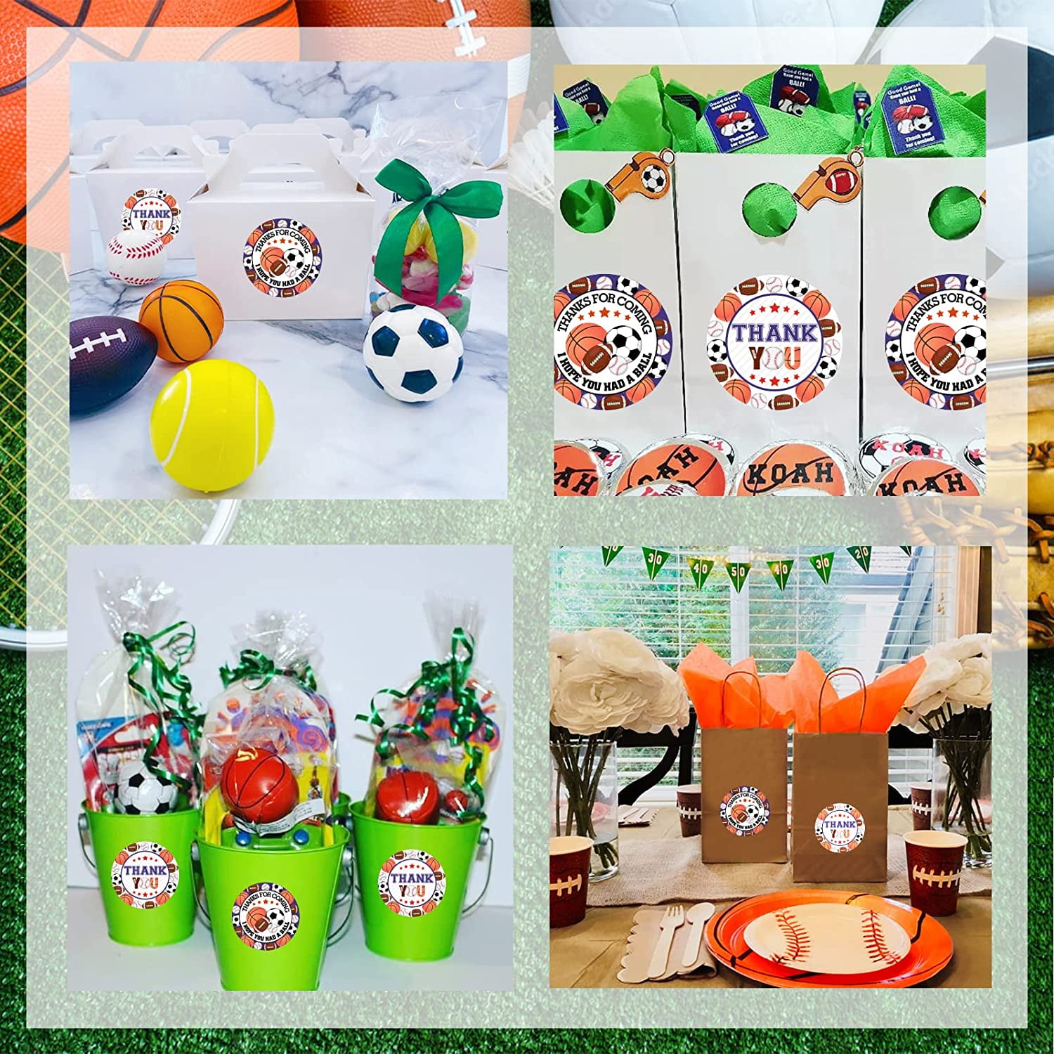 Sports Stickers All Star Thank You Circle Labels Sports Themed Birthday Party Favors 2 Inch 48 Pack