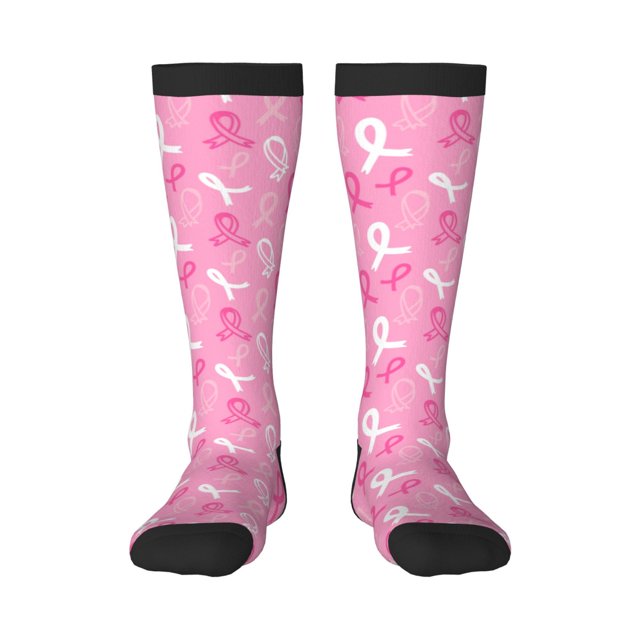 Wukai Sensibilisation au Cancer du Sein (3) pour Bas de Couleur Contrastée, Chaussettes Longues de Sport Entraînement Physique Adulte, Unisexe