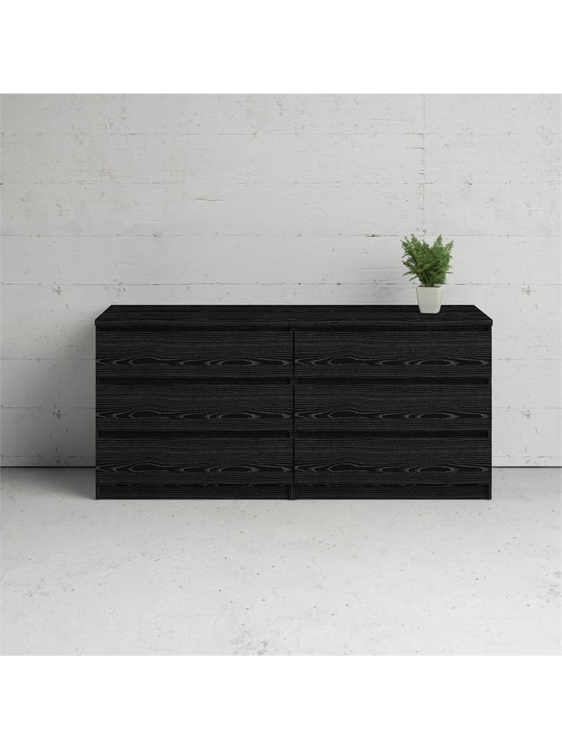 Tvilum, Double Dresser, 6 Drawer, Black Wood Grain - Walmart.com