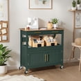 thumbnail image 4 of Best Choice Products Chariot Îlot de Cuisine Roulant de 36 Po, Armoire à 2 Portes, Prise, Crochets et Roues - Vert Forêt, 4 of 8