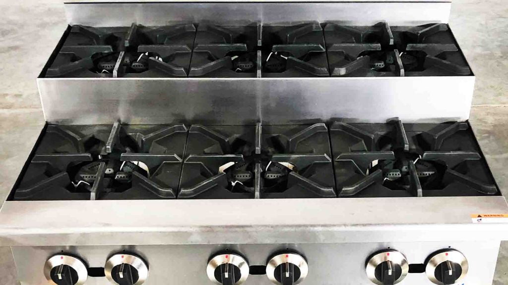 36 in. Six Burner Countertop Step-Up Hotplate Natural Gas, NSF Commercial Hotplate Restaurant Hotplate