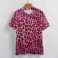 thumbnail image 3 of Leopard Print Pattern Womens Tops Women's Fashion Casual Short Sleeve Flower Print Round Neck Pullover Top Blouse, 3 of 6