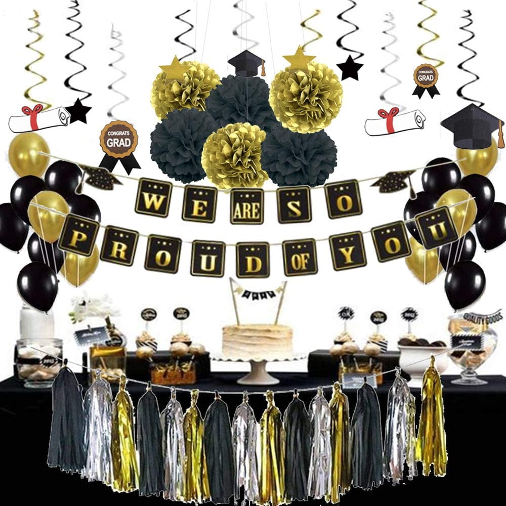 Black and Gold 2020 Graduation Honeycomb Centerpiece Table Decor NEW Black and Gold 2020 Graduation Honeycomb Centerpiece Table Decor NEW
