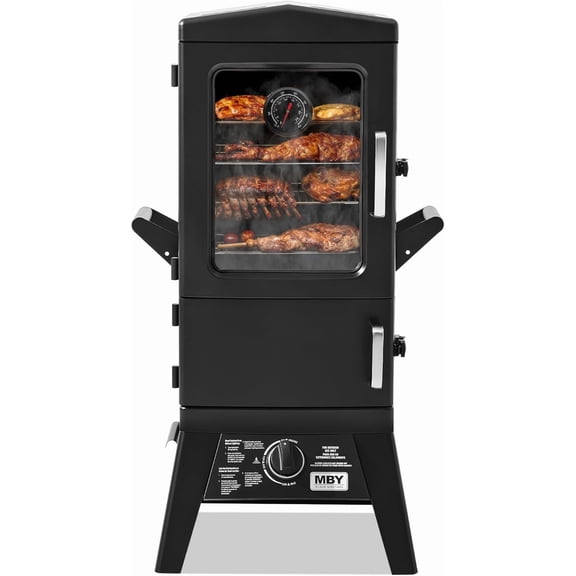 Outdoor Propane Vertical BBQ Smoker, 4 Removable Height‑Adjustable Racks, Precise Temperature Control, Include Weatherproof Cover for Backyard Camping Use