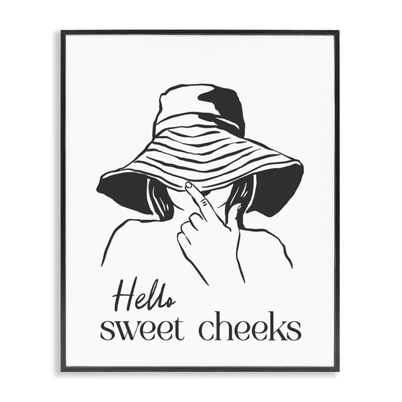 Stupell Industries Sweet Cheeks Bathroom Greeting Black Framed Giclee Art, design by Lettered and Lined