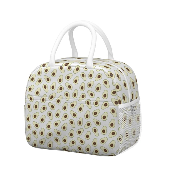 Lunch Bag Lunch Box for Women Reusable Insulated Lunch Bags,Water-Resistant White Avocado Slicer Cooler Lunch Tote Bag, Large Capacity for Work Travel Picnic