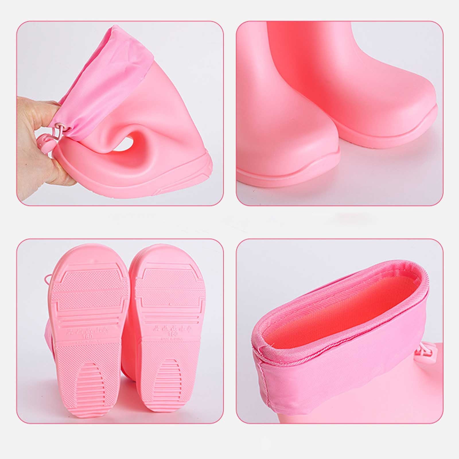 Tisuna Boys Girls Rain Boots Toddler Solid Color Anti- Easy On Booties Waterproof Lightweight Unisex Teen Children Rainy Day Outdoor Rain Shoes Size 5.5-6 Years