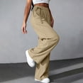 thumbnail image 4 of Women's High Waisted Wide Leg Pants with Pockets - Solid Color Pleated Elastic Loose Fit Casual Trousers, S-2XL, 4 of 7