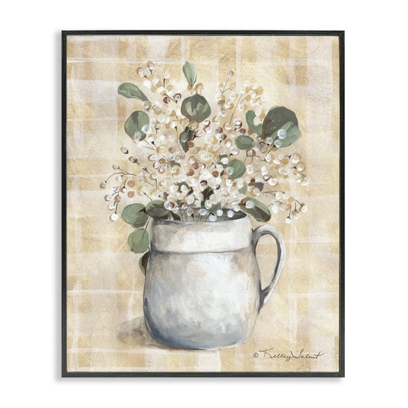 Stupell Industries Eucalyptus in Pottery Botanical & Floral Painting Black Framed Art Print Wall Art, 11 x 14