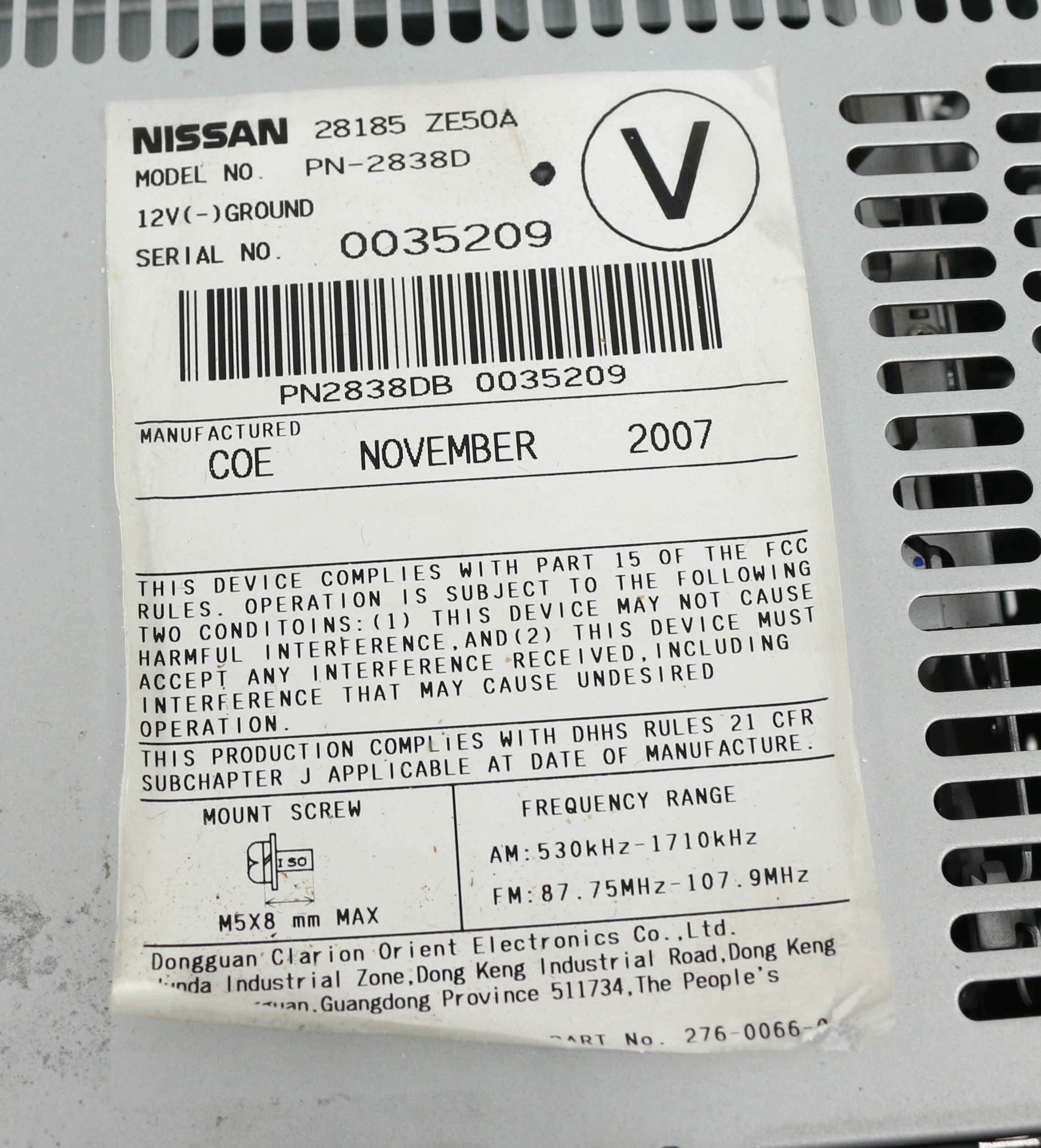 Restored 2008 Nissan Maxima AM FM Radio Single Disc CD w Aux Input 28185ZE50A (Refurbished)