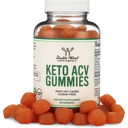Keto Gummies ACV - Sugar Free Gummies, Zero Net Carbs (60 Keto AVC Gummies, 375mg of Apple Cider Vinegar per Serving) Enhanced with Chromium (2.5 Calories Per Keto Gummy) by Double Wood