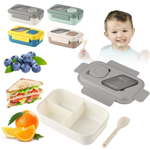 Dvkptbk Bento Adult Lunch for Older Kids - Leakpoof 47 Oz 3-Compartment Containers for Adults And Teens, Built-In Utensil Set, Ideal for Balanced Eating