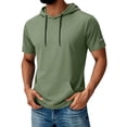 thumbnail image 2 of Trgacdwlo Mens Short Sleeve Hoodie Quick Dry Workout Shirts for Men Moisture Wicking Sun Protection Hooded Mens Gym Shirts Green XL, 2 of 6