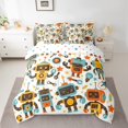 thumbnail image 2 of jejeloiu Colorful Funny Machine Bedding Comforter Set 7 Pieces,Cartoon Super Robot Full Bedding Set,Yellow Orange Stars Fitted Sheet Flat Sheet For Childrens,Super Cozy Room Decor Reversible, 2 of 8