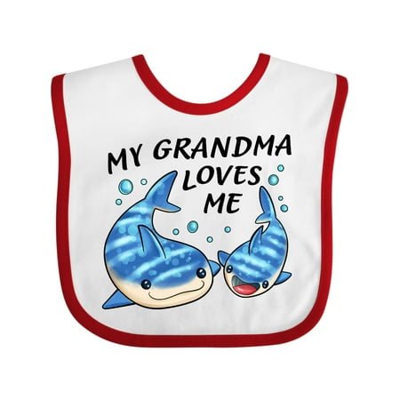 

Inktastic My Grandma Loves Me- Whale Shark Gift Baby Boy or Baby Girl Bib