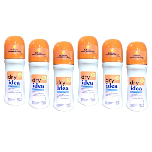 6 Pack Dry Idea Roll-On Antiperspirant and Deodorant Fresh Linen Scent 3.25 Ounce