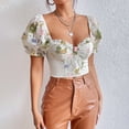 thumbnail image 4 of Women's Sexy Bustier Corset Top Long Sleeve Square Neck Mesh Crop Tops Vintage Backless Boned Bustier Bodyshaper Shirt (Floral White , L ), 4 of 8