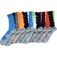 thumbnail image 2 of Lian LifeStyle Big Girl's 1 Pair All Sport Crew Socks 0027 MLight Blue w/ Green Stripes, 2 of 2