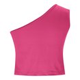 thumbnail image 6 of Women Hot Tank Tops Spring And Summer One Shoulder Tight Tops Plain Solid Fashion Comfortable Cool Lightweihght Breathable Sleeveless Going Out Slim Fitted Camisole, 6 of 7