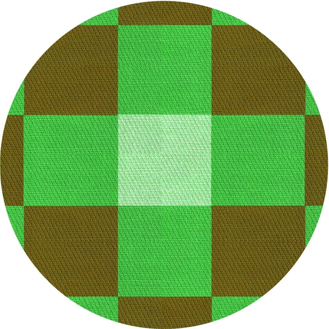 Ahgly Tapis de Surface Rond de Style Transitionnel Vert Olive Lavable à la Machine pour l'Intérieur Company, 4 Pieds Rond