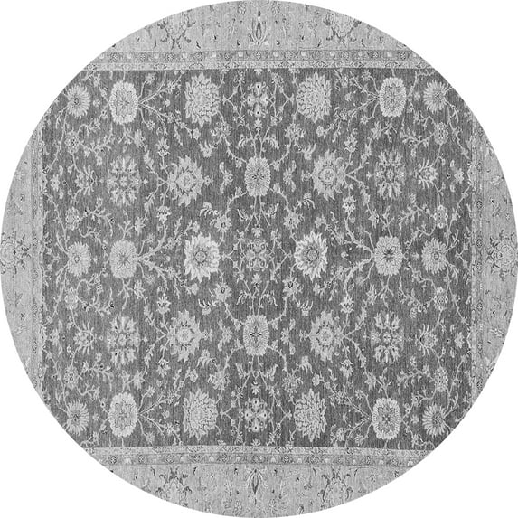 Ahgly Company Indoor Round Oriental Gray Traditional Area Rugs, 8' Round