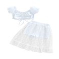 thumbnail image 1 of Little Girls Drawstring Crop Tops Shorts Pants Mesh Tulle Skirt Lace Dresses, 1 of 6