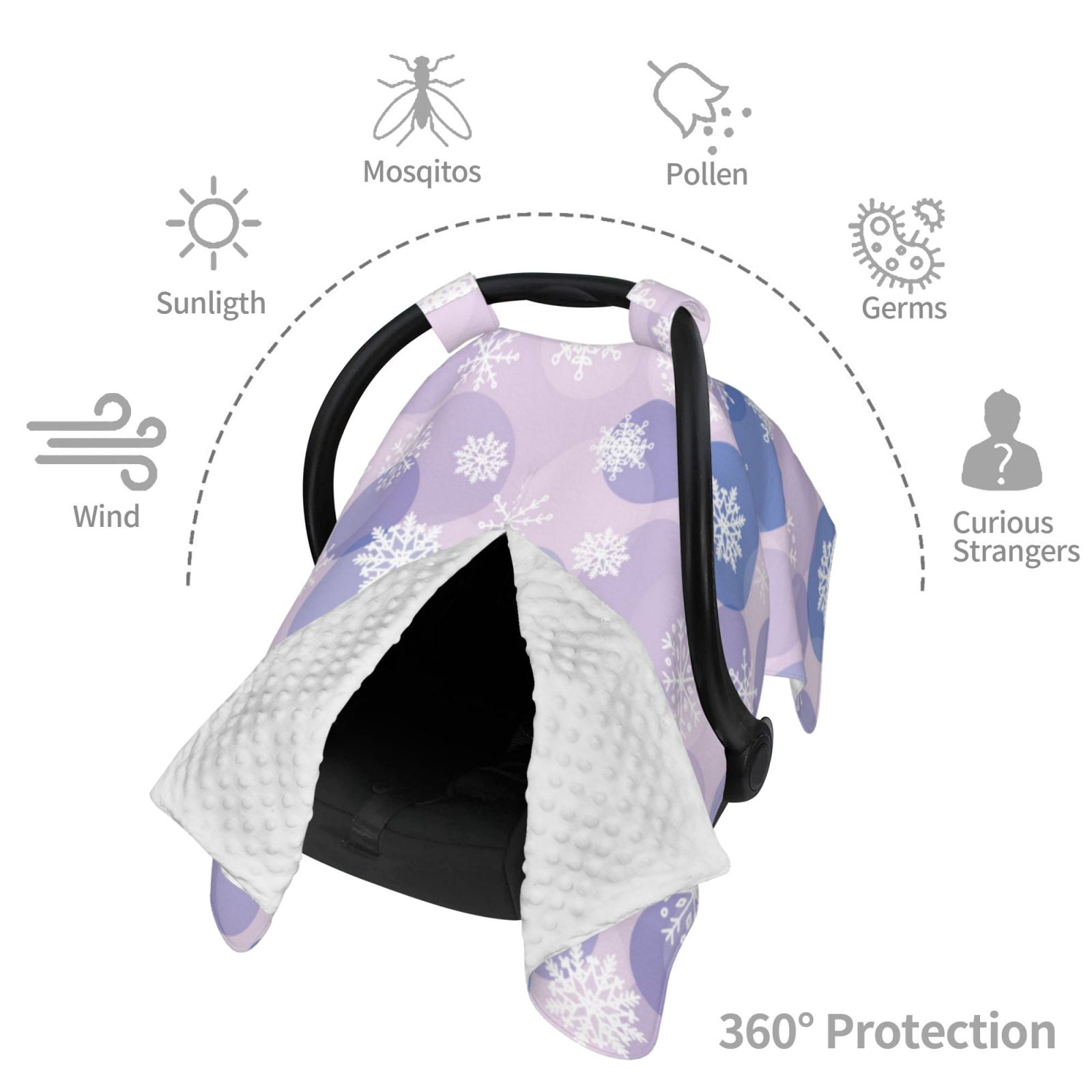Car Seat Cover Baby - Winter With Snowflakes Breathable Infant Car Seat Cover for Baby Carseat, Lightweight Comfort Baby Essentials Must Haves Newborn Stuff for Girl Boy
