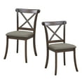 thumbnail image 3 of Dark Brown Wooden X-Back Dining Chairs (Set of 2) - Rubber Wood Kitchen Chairs, Fabric Upholstery, 20" Wide, Farmhouse Style for Dining Room, 3 of 9