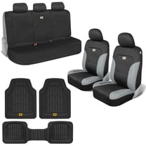 Cat® Flexfit Automotive Seat Covers/Floor Mats for Cars Trucks and SUVs – Black Car Seat Covers, Truck Seat Protectors with Gray Honeycomb Trim-Heavy Duty Truck Floor Mats